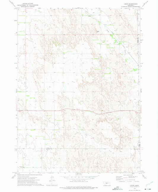 Classic USGS Logan Nebraska 7.5'x7.5' Topo Map Image