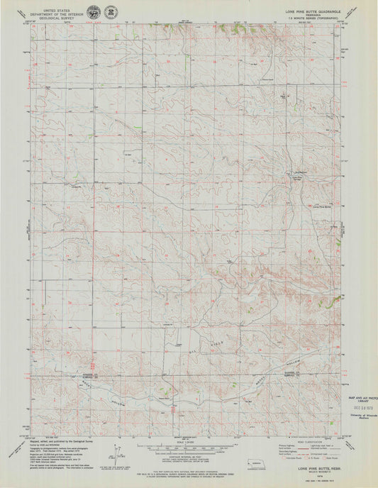 Classic USGS Lone Pine Butte Nebraska 7.5'x7.5' Topo Map Image