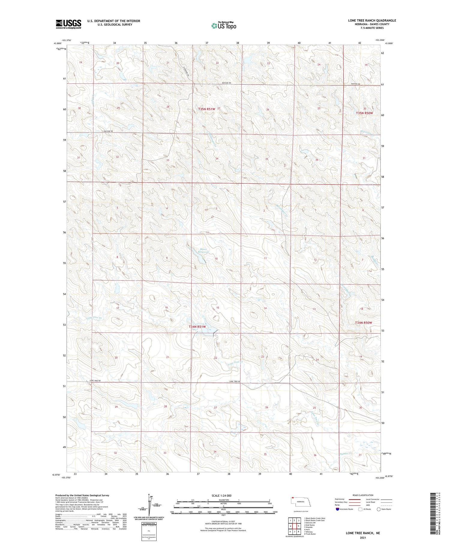 Lone Tree Ranch Nebraska US Topo Map Image