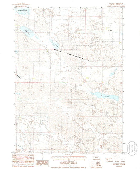 Classic USGS Long Lake Nebraska 7.5'x7.5' Topo Map Image