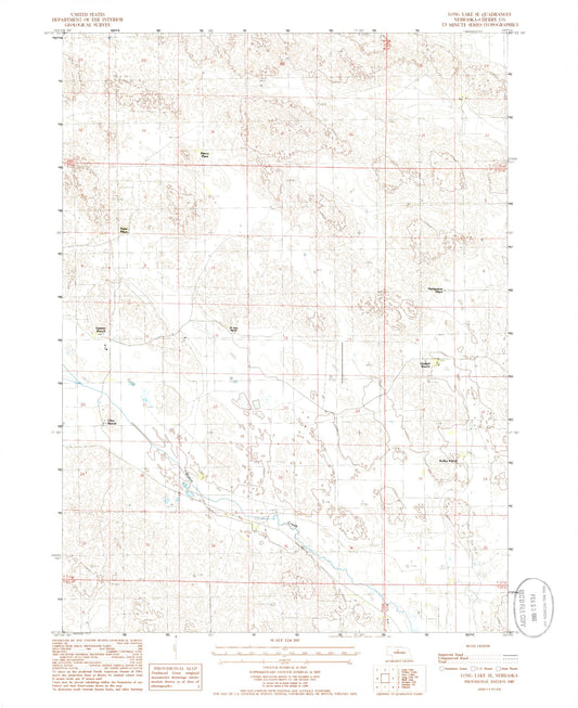 Classic USGS Long Lake SE Nebraska 7.5'x7.5' Topo Map Image