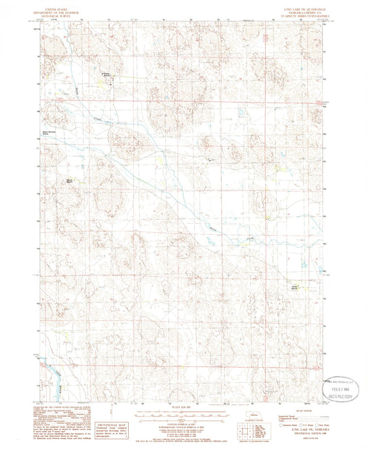 Classic USGS Long Lake SW Nebraska 7.5'x7.5' Topo Map Image