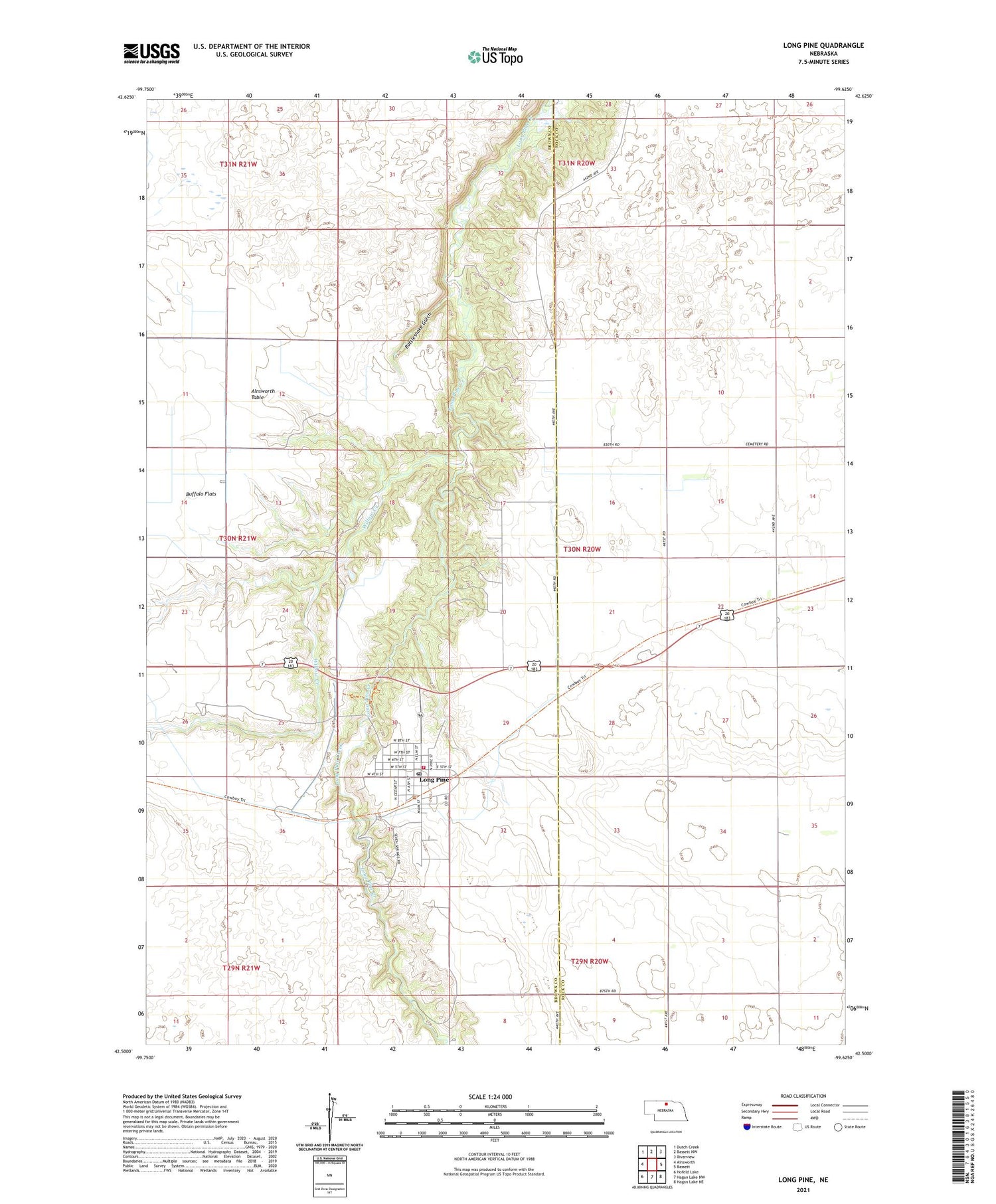 Long Pine Nebraska US Topo Map Image