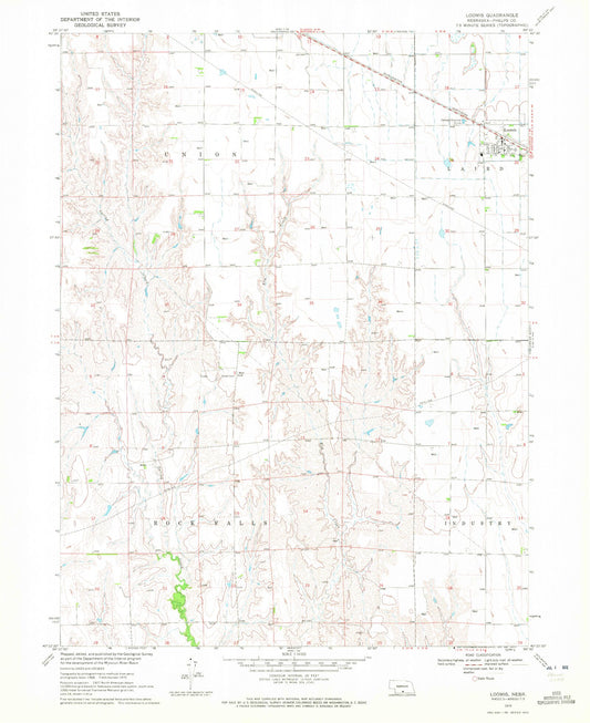 Classic USGS Loomis Nebraska 7.5'x7.5' Topo Map Image