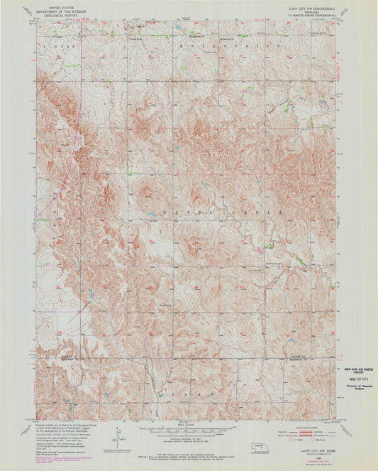 Classic USGS Loup City NW Nebraska 7.5'x7.5' Topo Map Image