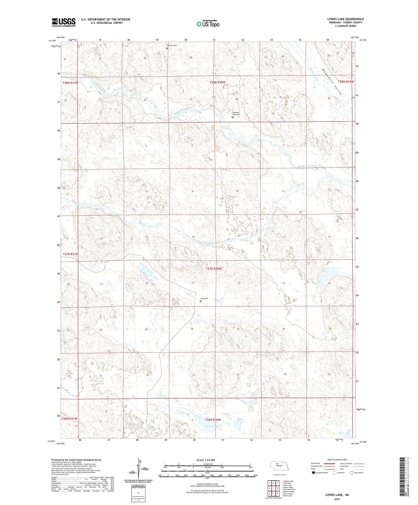 Lowes Lake Nebraska US Topo Map Image