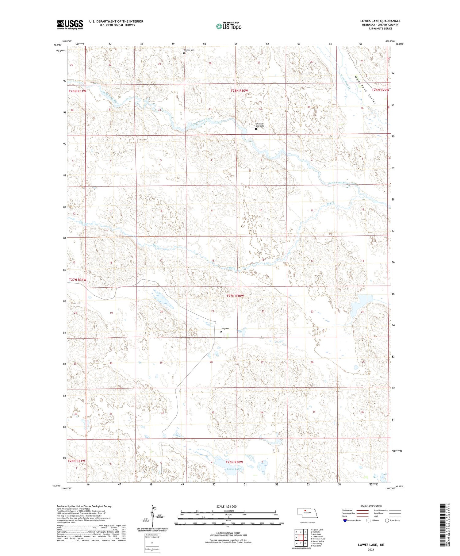 Lowes Lake Nebraska US Topo Map Image