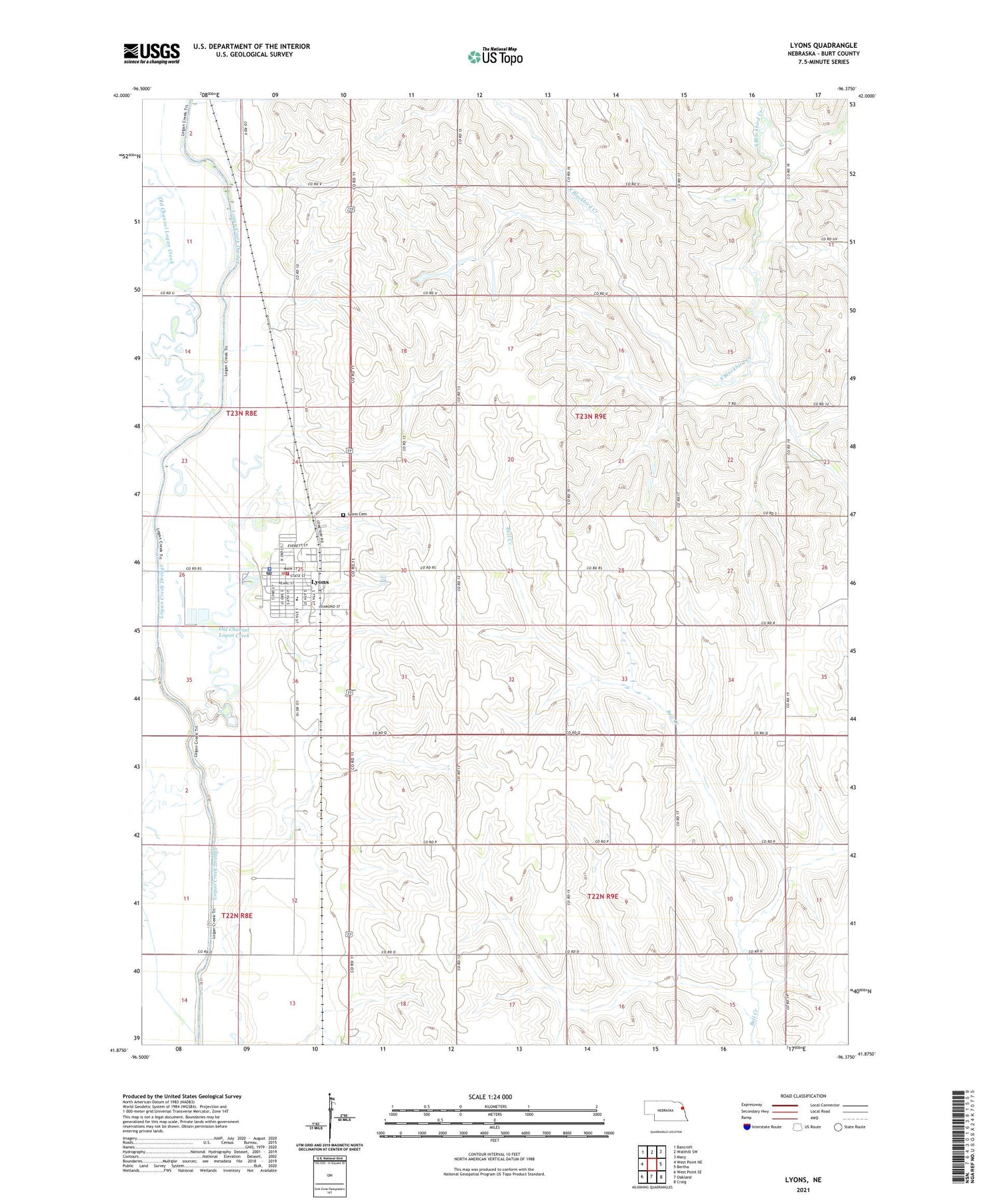 Lyons Nebraska US Topo Map Image