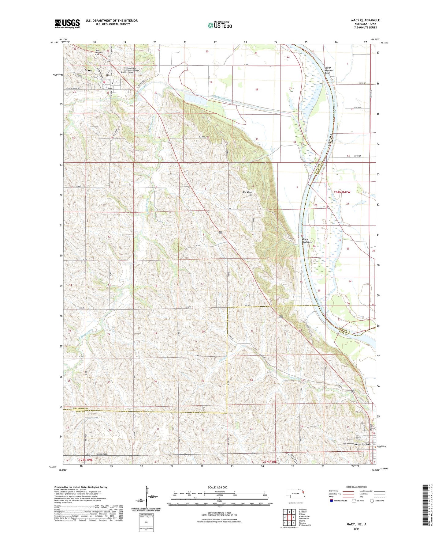 Macy Nebraska US Topo Map Image