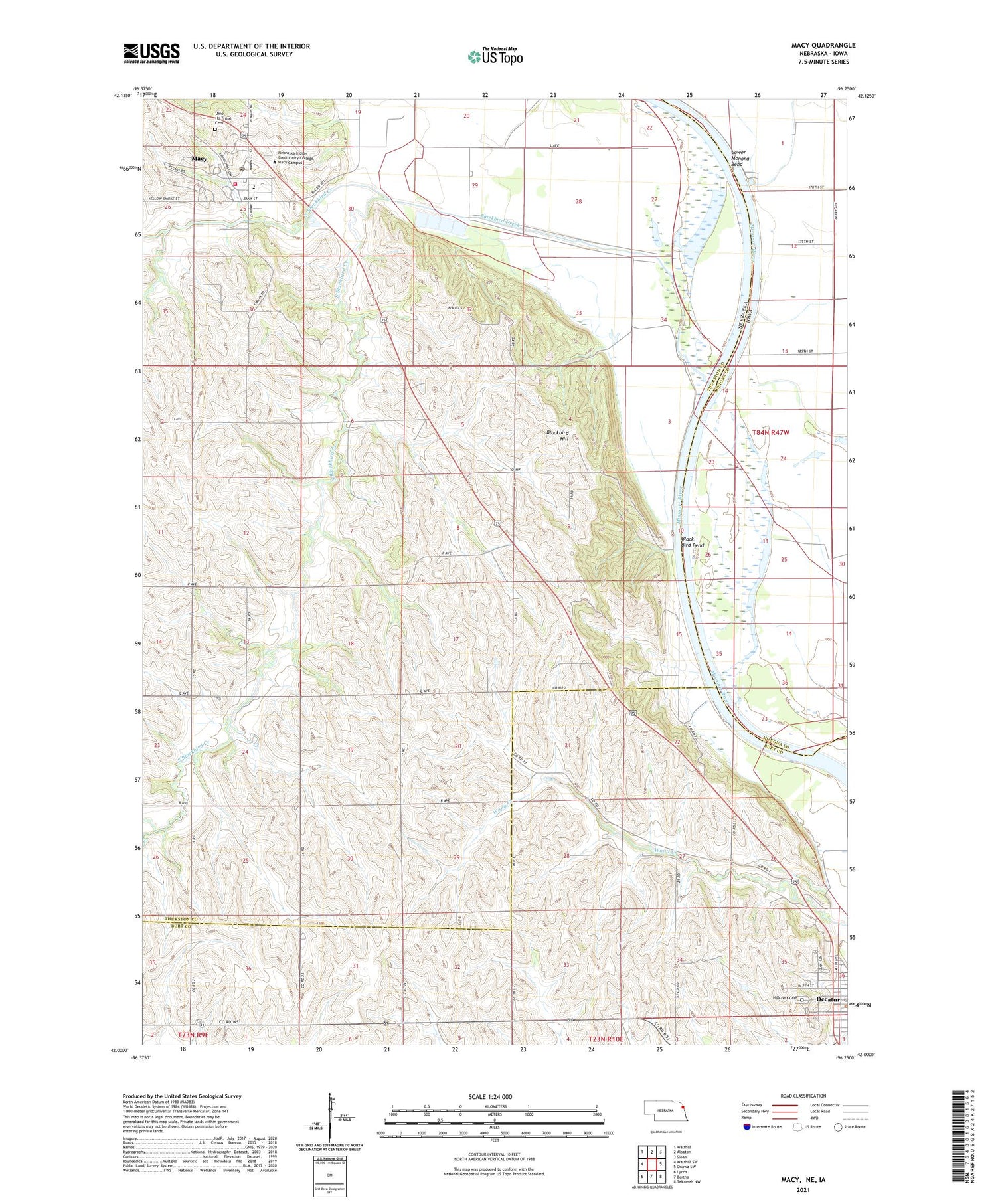 Macy Nebraska US Topo Map Image