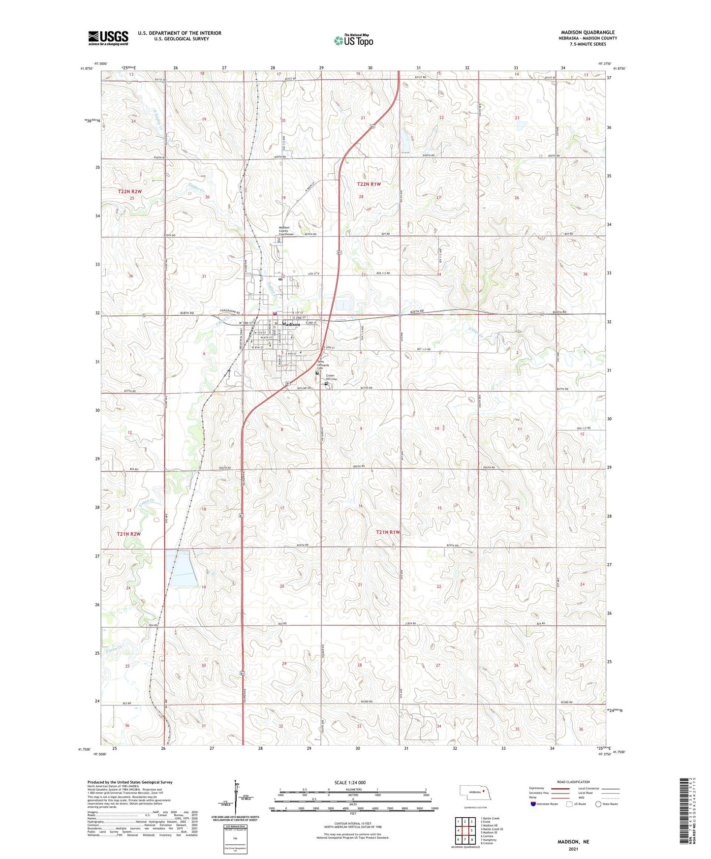 Madison Nebraska US Topo Map Image