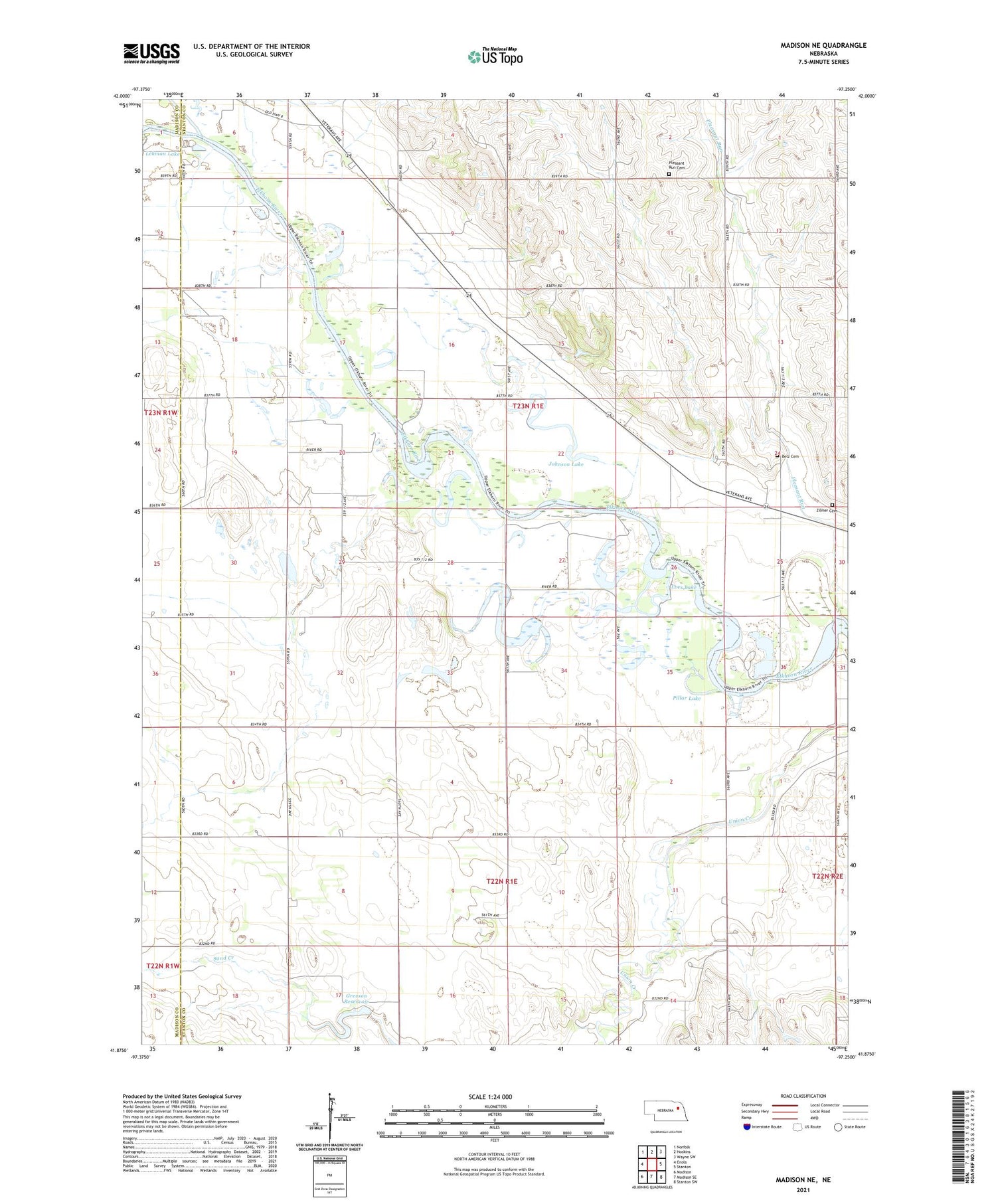 Madison NE Nebraska US Topo Map Image
