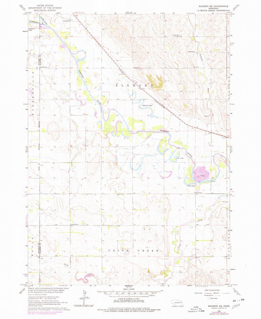Classic USGS Madison NE Nebraska 7.5'x7.5' Topo Map Image