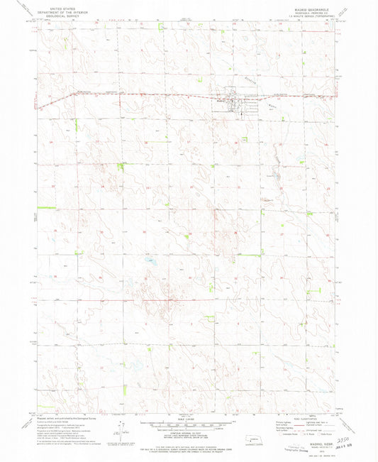 Classic USGS Madrid Nebraska 7.5'x7.5' Topo Map Image