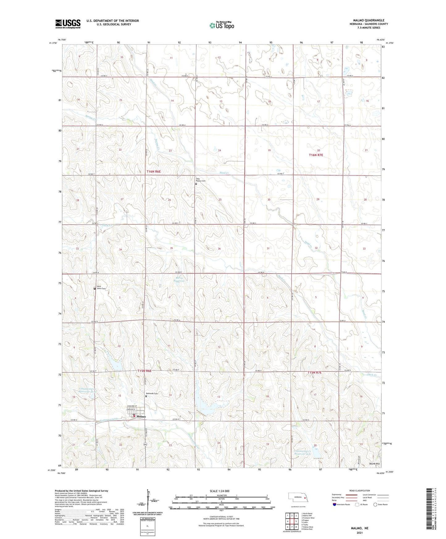 Malmo Nebraska US Topo Map Image