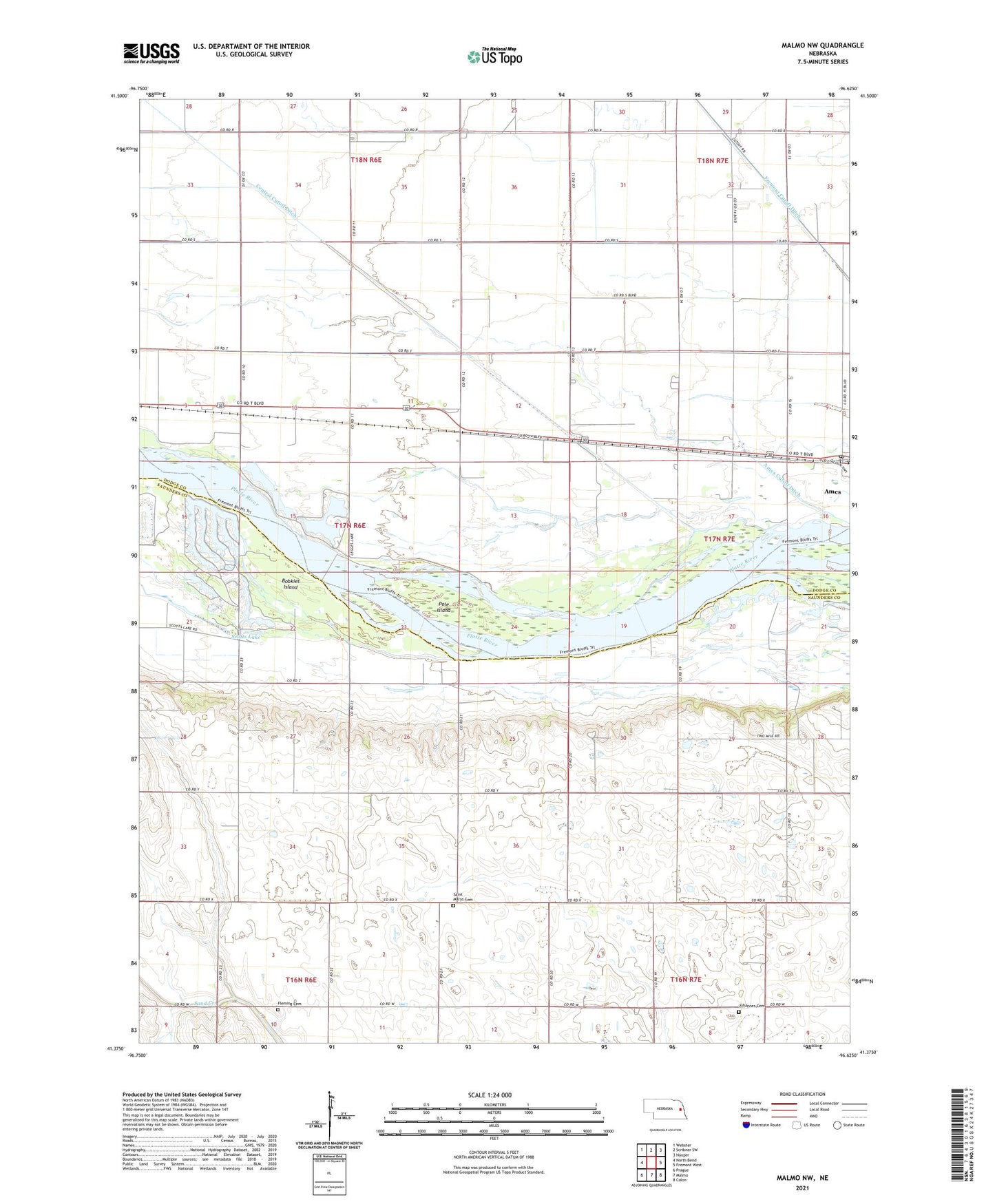 Malmo NW Nebraska US Topo Map Image