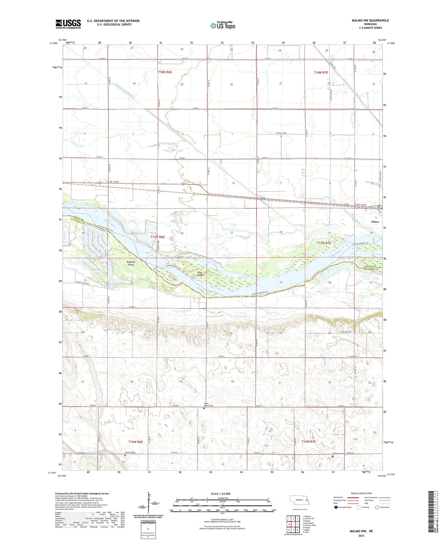Malmo NW Nebraska US Topo Map Image