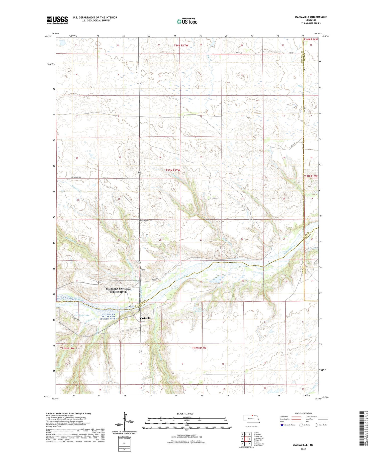 Mariaville Nebraska US Topo Map Image