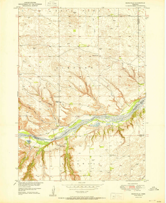 Classic USGS Mariaville Nebraska 7.5'x7.5' Topo Map Image