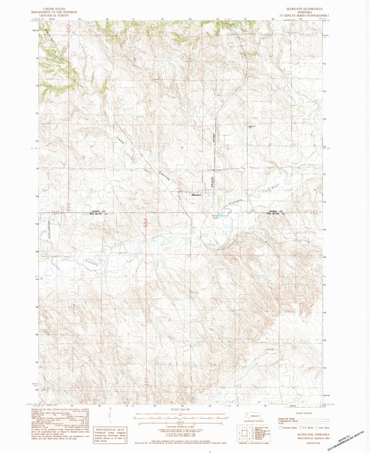 Classic USGS Marsland Nebraska 7.5'x7.5' Topo Map Image
