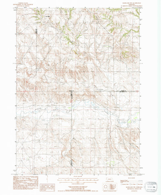 Classic USGS Marsland NW Nebraska 7.5'x7.5' Topo Map Image