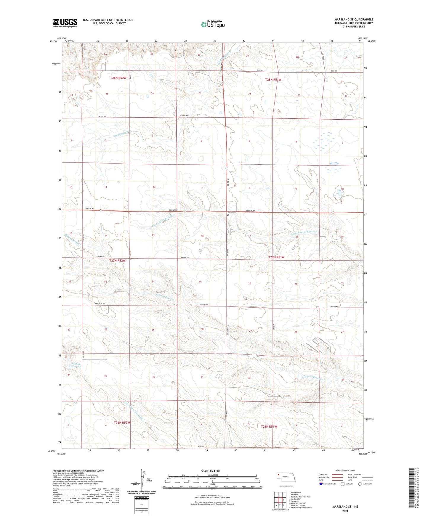 Marsland SE Nebraska US Topo Map Image