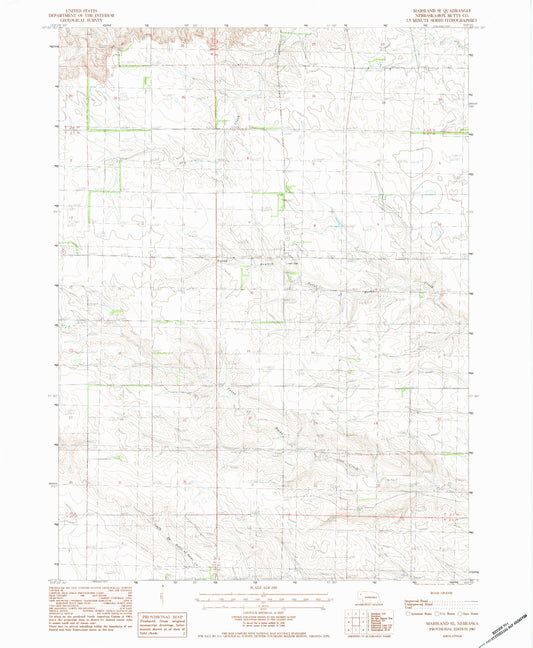 Classic USGS Marsland SE Nebraska 7.5'x7.5' Topo Map Image