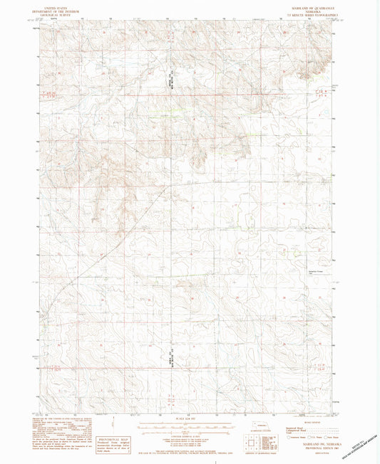 Classic USGS Marsland SW Nebraska 7.5'x7.5' Topo Map Image