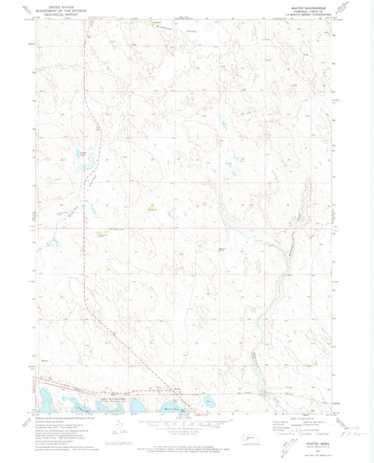 Classic USGS Martin Nebraska 7.5'x7.5' Topo Map Image