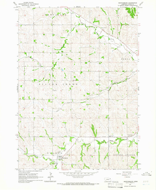 Classic USGS Martinsburg Nebraska 7.5'x7.5' Topo Map Image