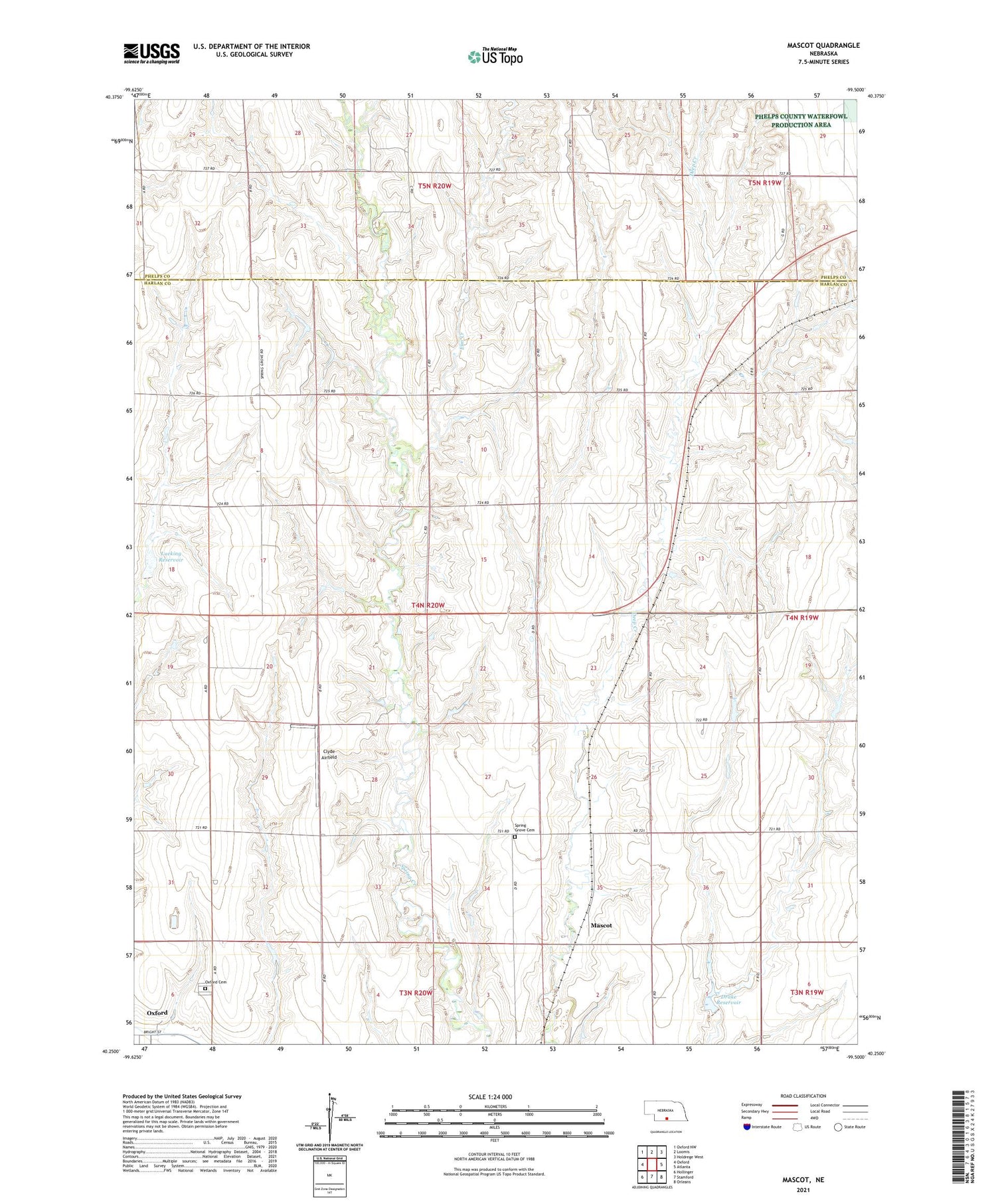 Mascot Nebraska US Topo Map Image