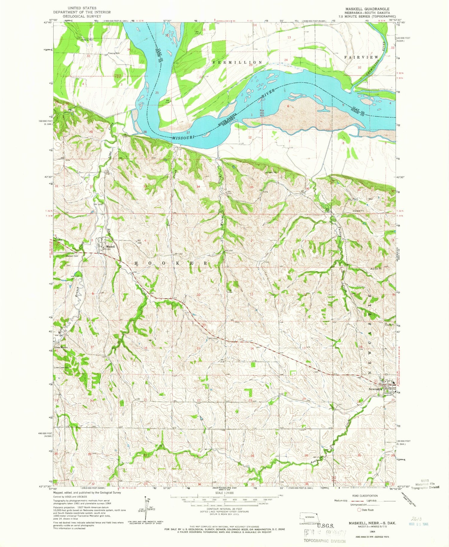 Classic USGS Maskell Nebraska 7.5'x7.5' Topo Map Image