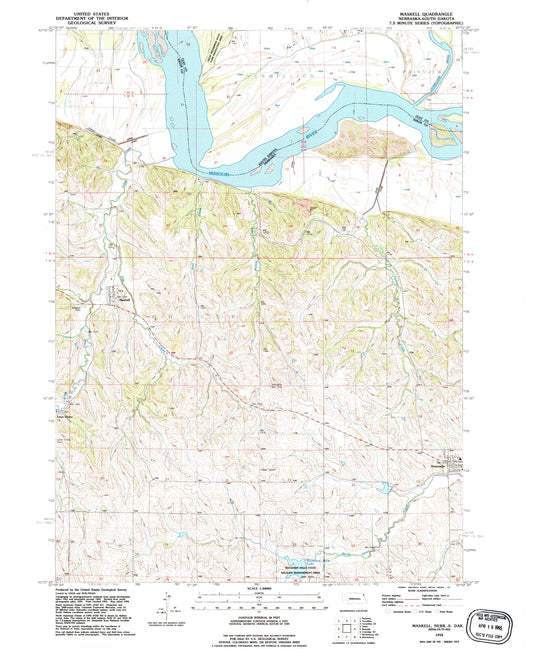 Classic USGS Maskell Nebraska 7.5'x7.5' Topo Map Image