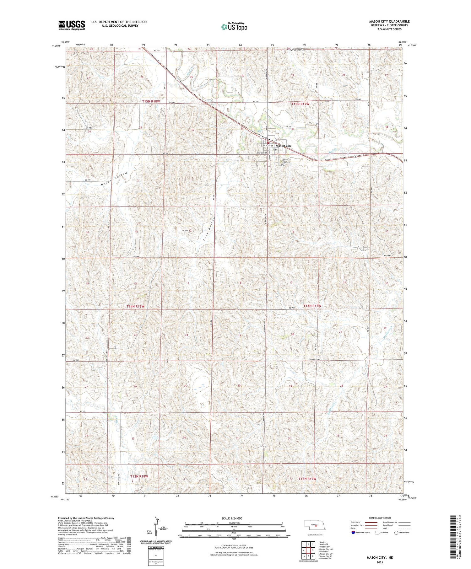 Mason City Nebraska US Topo Map Image