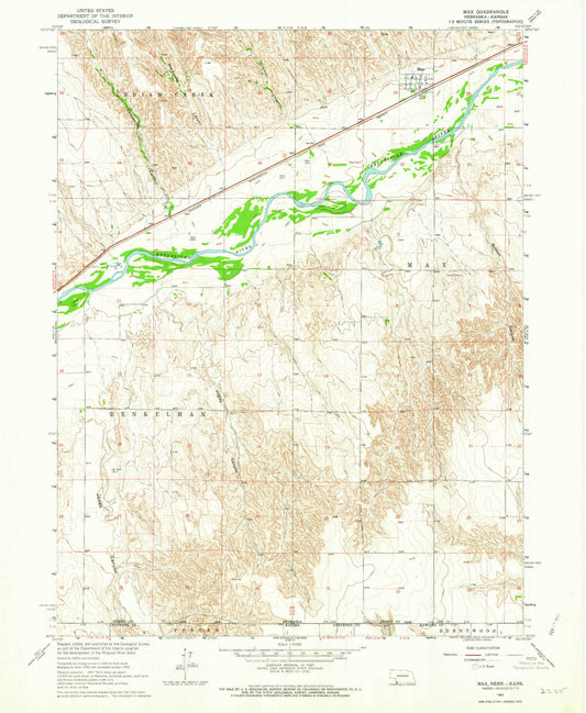Classic USGS Max Nebraska 7.5'x7.5' Topo Map Image