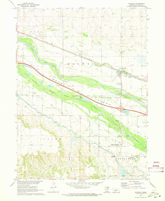 Classic USGS Maxwell Nebraska 7.5'x7.5' Topo Map Image