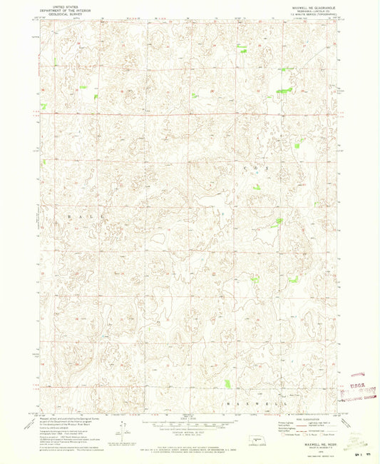 Classic USGS Maxwell NE Nebraska 7.5'x7.5' Topo Map Image