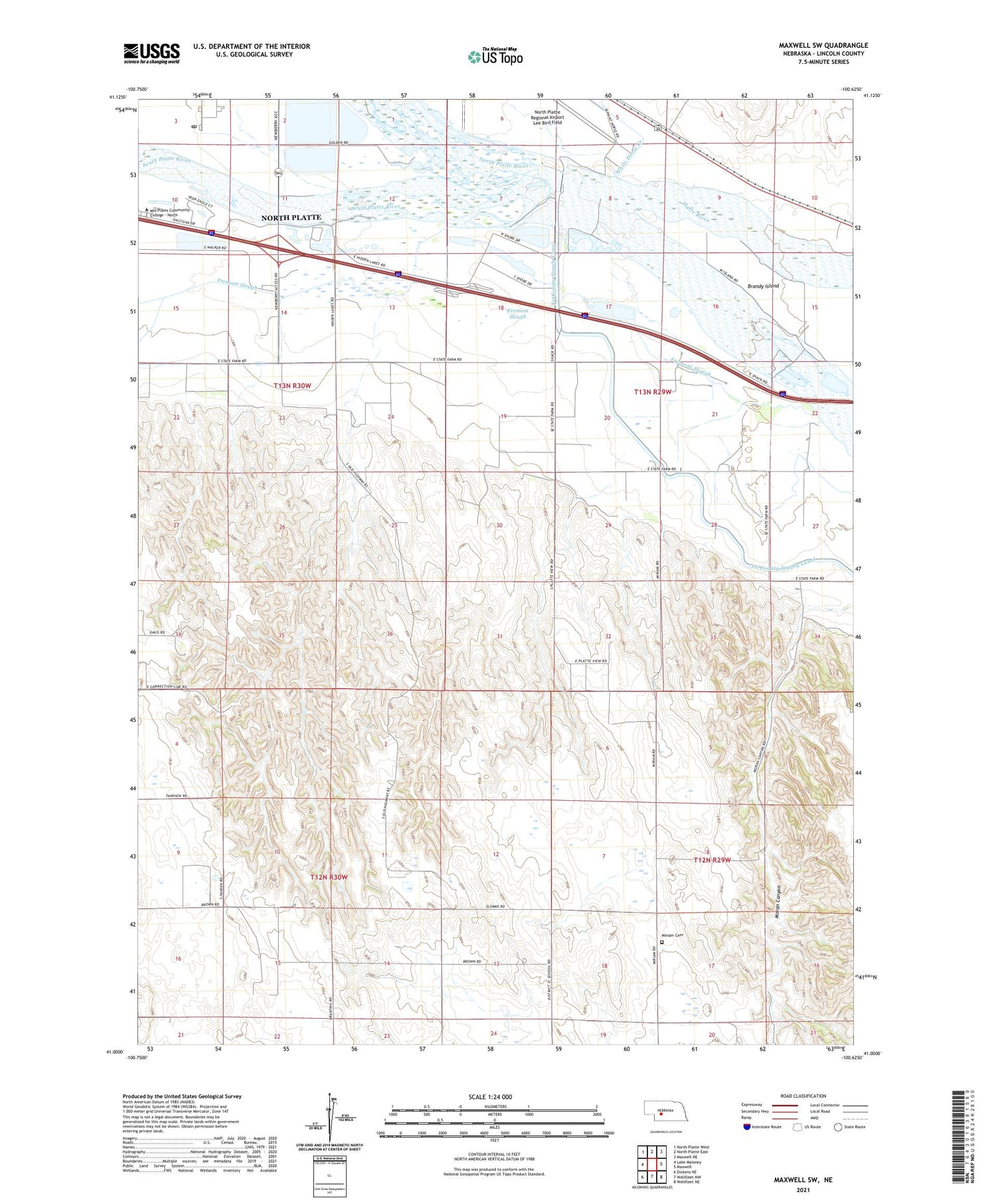 Maxwell SW Nebraska US Topo Map Image