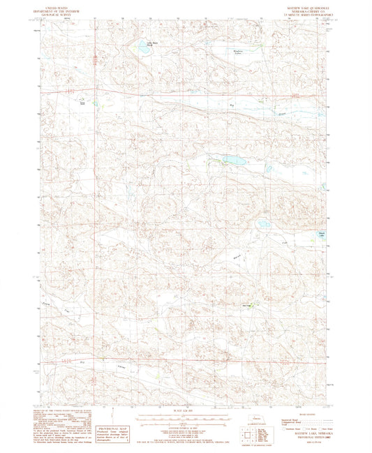 Classic USGS Mayhew Lake Nebraska 7.5'x7.5' Topo Map Image
