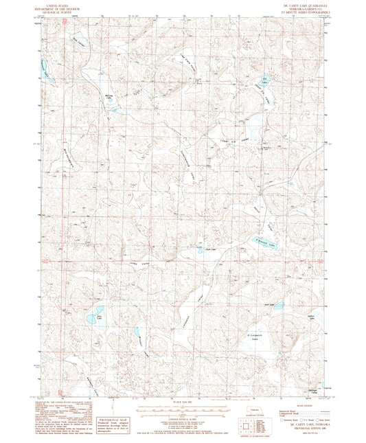 Classic USGS McCarty Lake Nebraska 7.5'x7.5' Topo Map Image