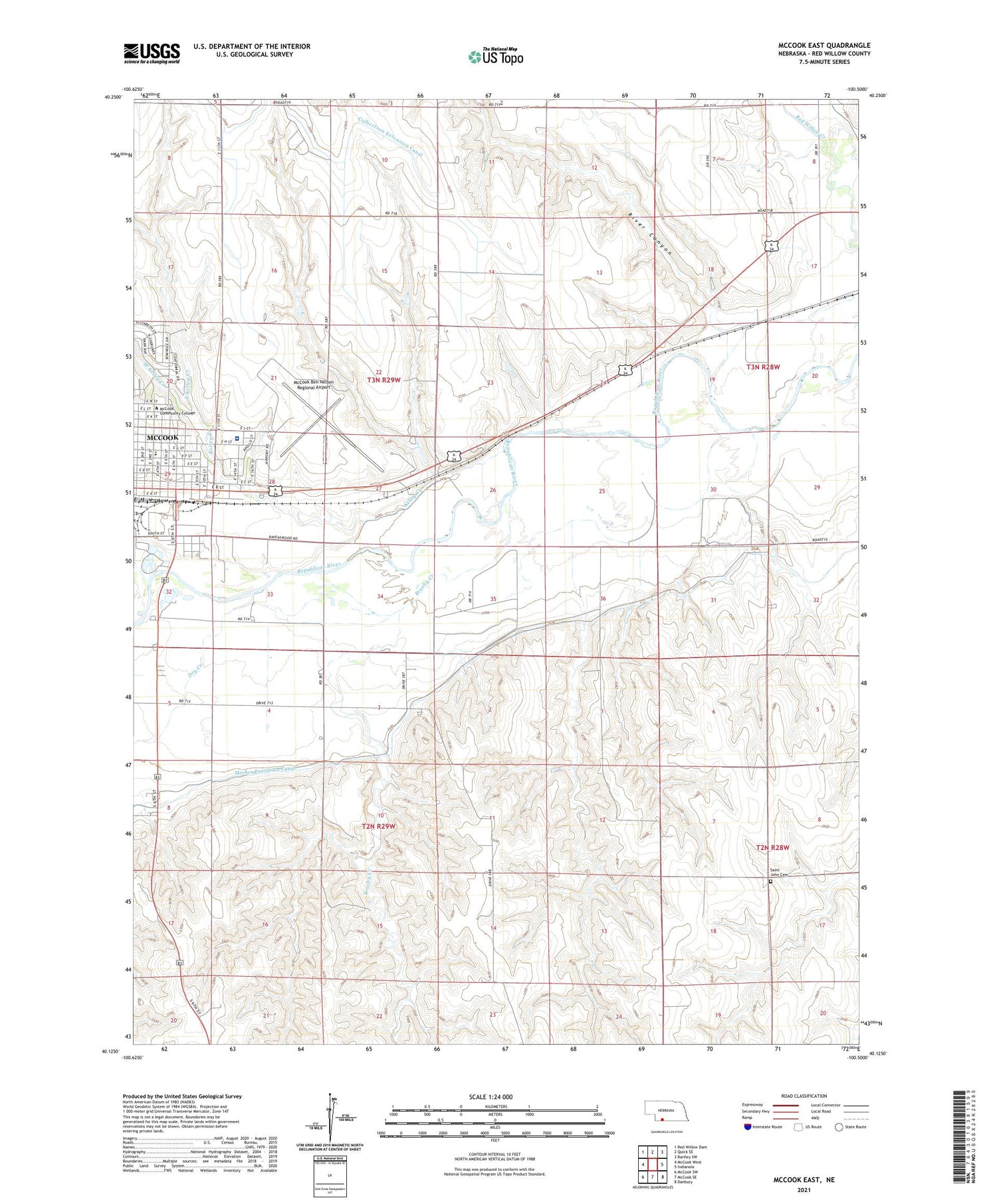 McCook East Nebraska US Topo Map Image