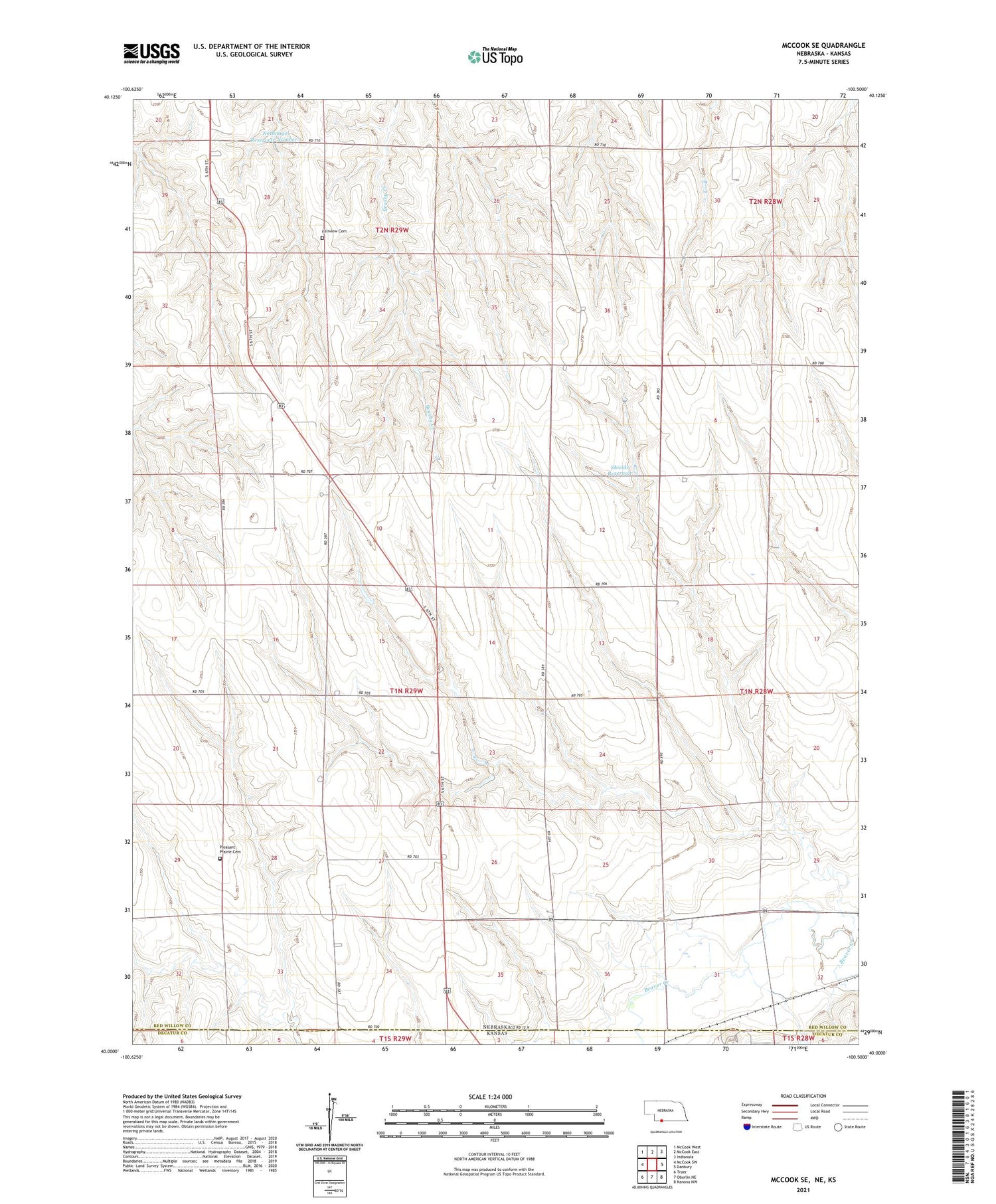 McCook SE Nebraska US Topo Map Image