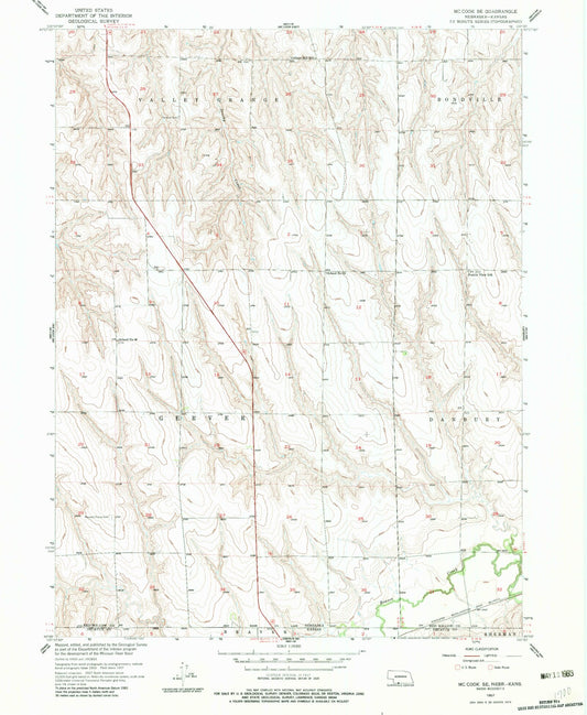 Classic USGS McCook SE Nebraska 7.5'x7.5' Topo Map Image