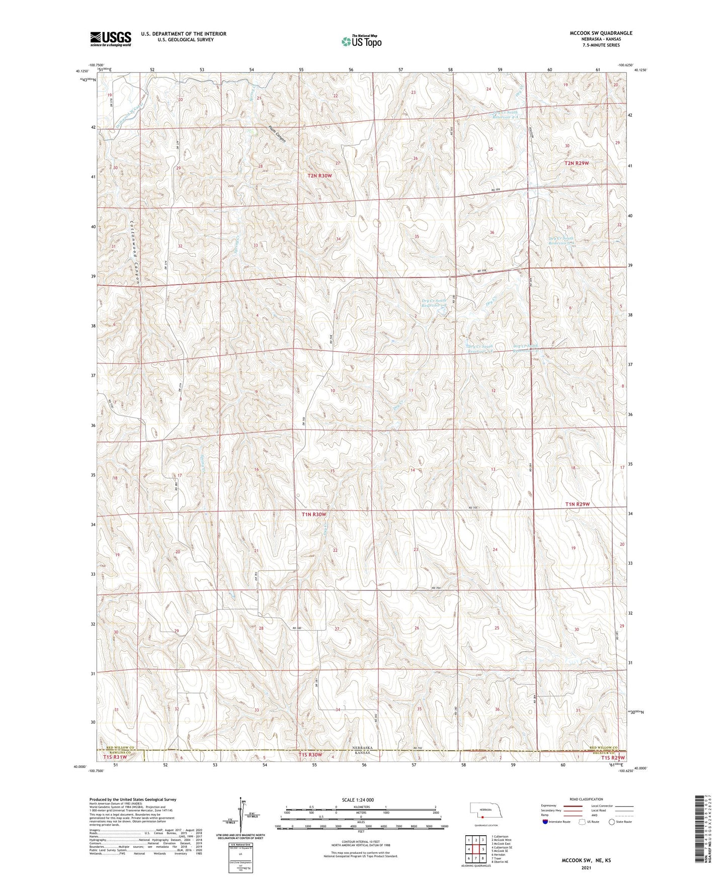 McCook SW Nebraska US Topo Map Image