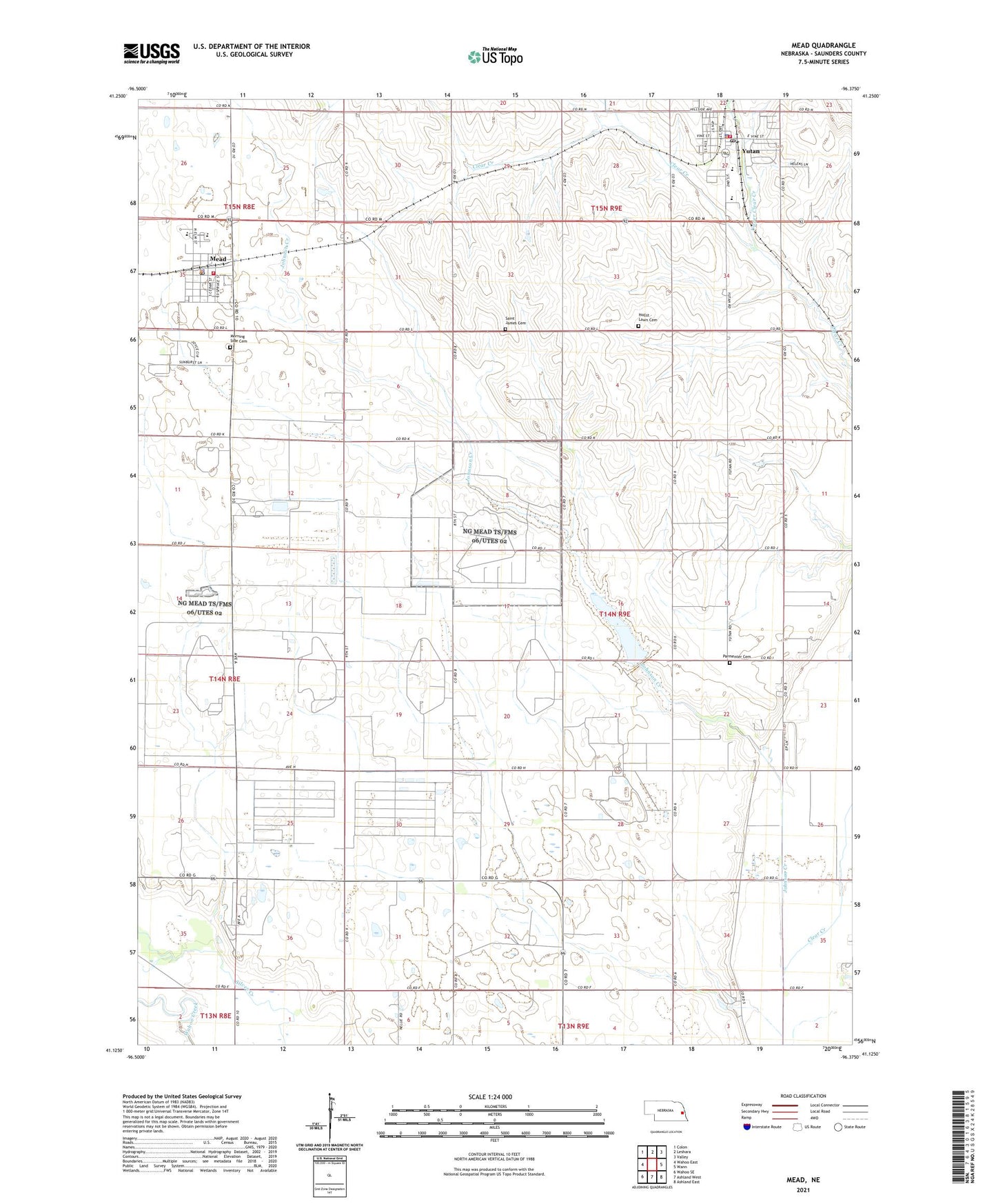 Mead Nebraska US Topo Map Image