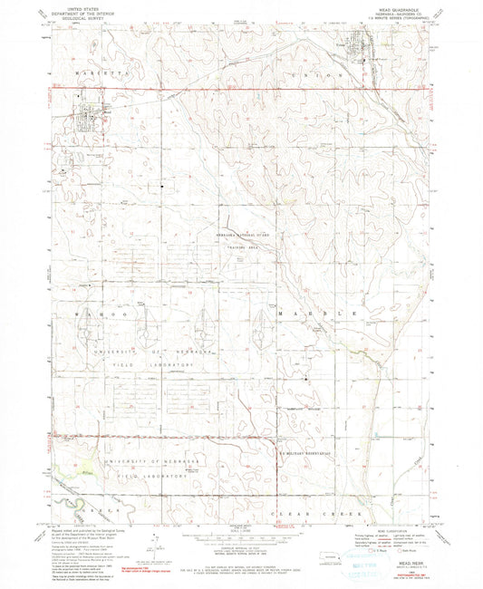 Classic USGS Mead Nebraska 7.5'x7.5' Topo Map Image
