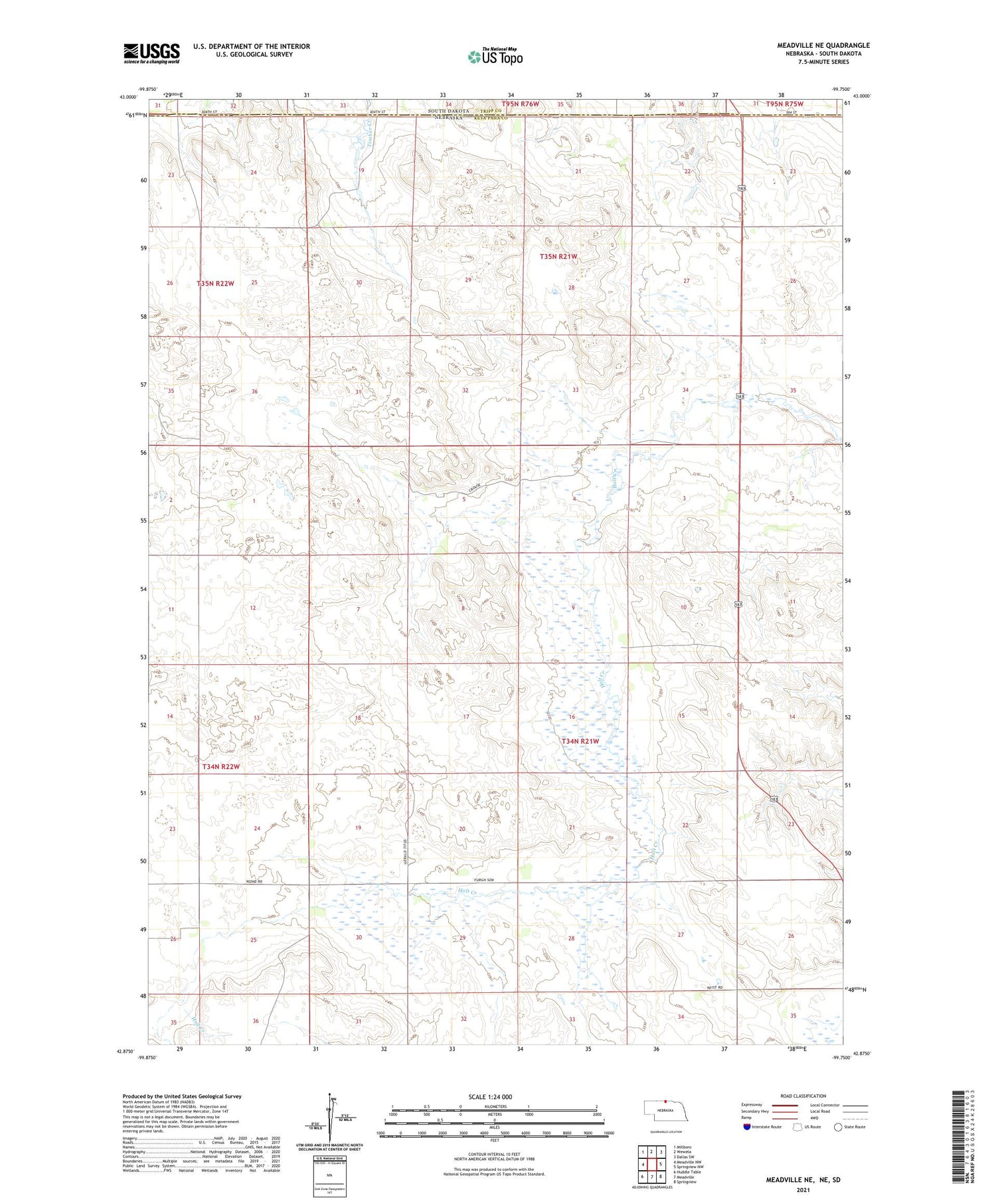 Meadville NE Nebraska US Topo Map Image