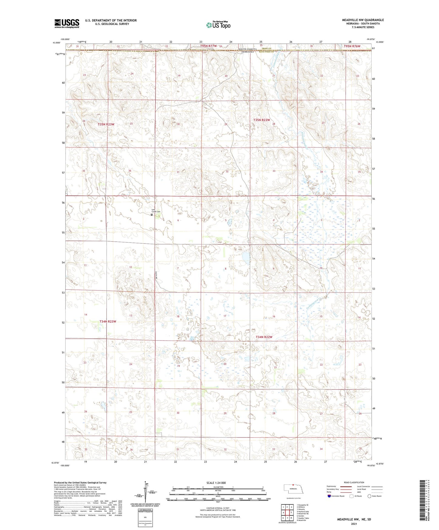 Meadville NW Nebraska US Topo Map Image