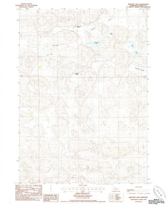 Classic USGS Medicine Lake Nebraska 7.5'x7.5' Topo Map Image
