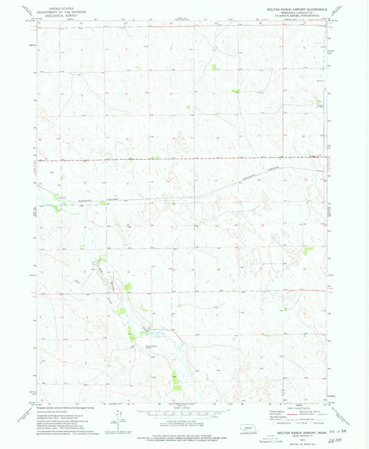 Classic USGS Melton Ranch Airport Nebraska 7.5'x7.5' Topo Map Image